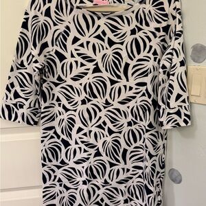 Lilly Pulitzer Black and White Leaf-Print Long Sleeve Dress